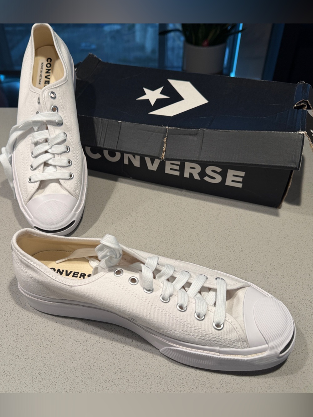 Converse White Low-Top Canvas Sneakers (Jack Purcell) - Men’s
